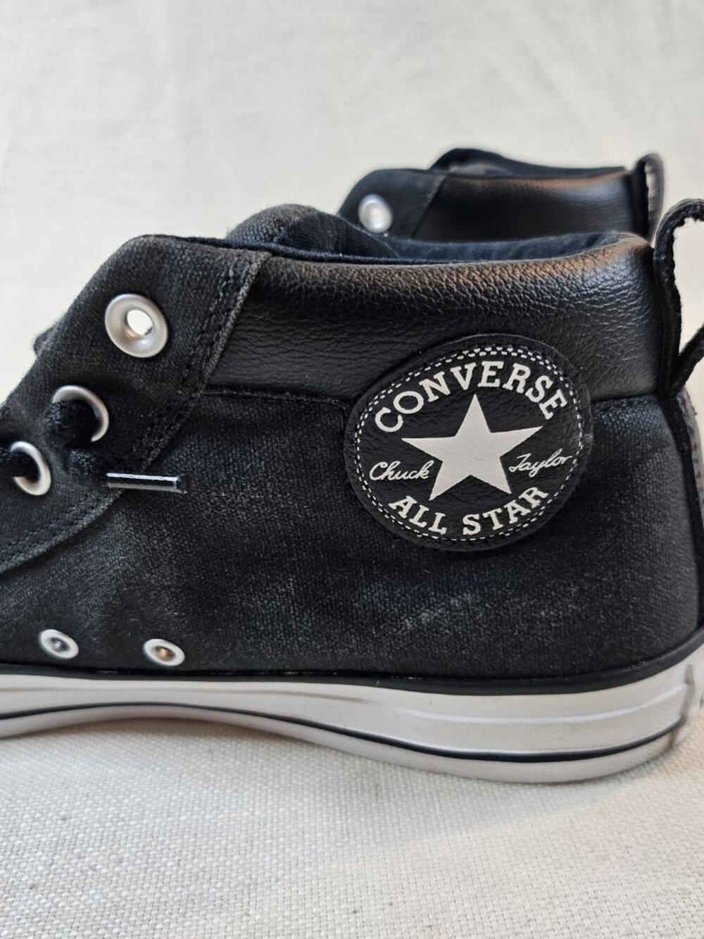 Converse Black and White Mid-Top Sneakers - Picture 2 of 8